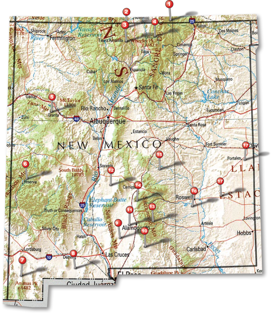 new mexico map with pins